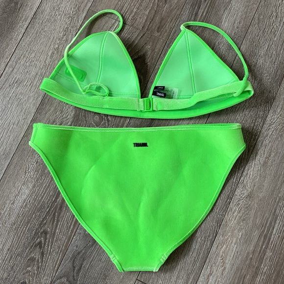 Velvet neon bright green swimsuit set Large - Picture 3 of 5